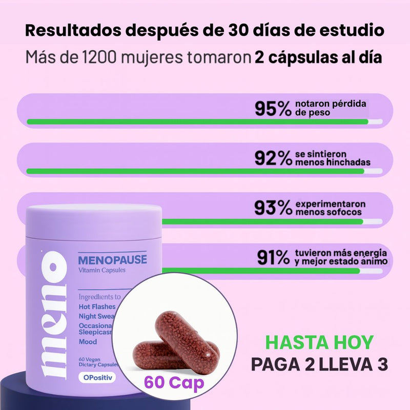 MENO 2 en 1: Fórmula Natural para la Menopausia y Control Peso